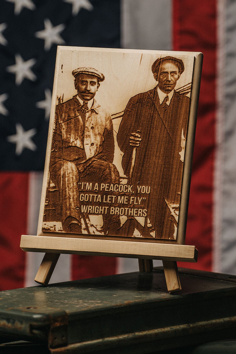 Wright Brothers - Peacock  - 6" x 8" Wood Art